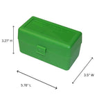 MTM Case-Gard RM-50-10 Rifle Ammo Box 50 Round 220 Swift 243 308 Win 6.5 Creedmoor 6.8x51, USA Made, Green