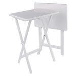 Winsome Alex Set of 2 Foldable Snack Tables in Walnut, Easy to Store Small Portable Fold Up Table Set for Kitchen, Living Room TV Dining, Crafts, Puzzles, Work from Home