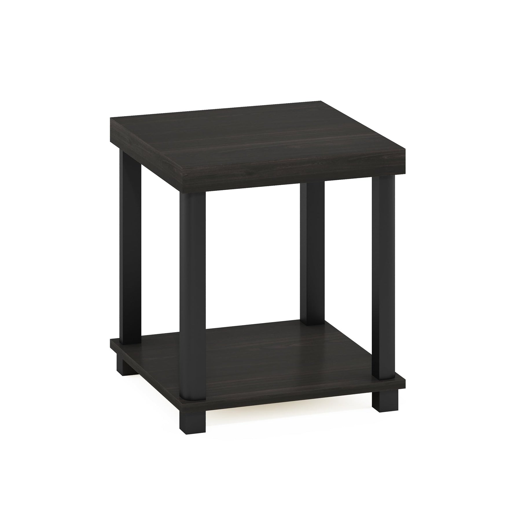Furinno JUST Side Table, 3-Tier End Table, Open Shelves Night Stand, Bedside Table, Toolless Assembly, for Living Room, Bedroom, Bathroom, Columbia Walnut