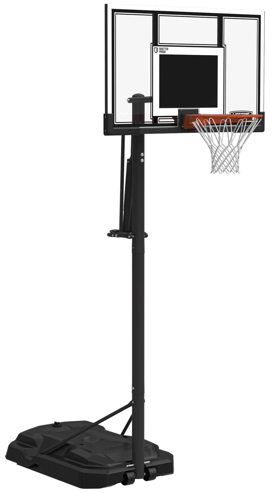 Lifetime Adjustable Portable Basketball Hoop, 54-Inch Shatterproof Polycarbonate Backboard, Slam-It Pro Rim, Adjustable Height 7.5-10 Ft, Portable Heavy-Duty Base with Wheels