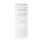 Furinno Jaya Book Shelf, 5-Tier Bookshelf, Bookcase with Adjustable Shelves, 9.5 x 24.5 x 71.2, for Organization and Storage, for Living Room, Bedroom, Home Office, Blackwood