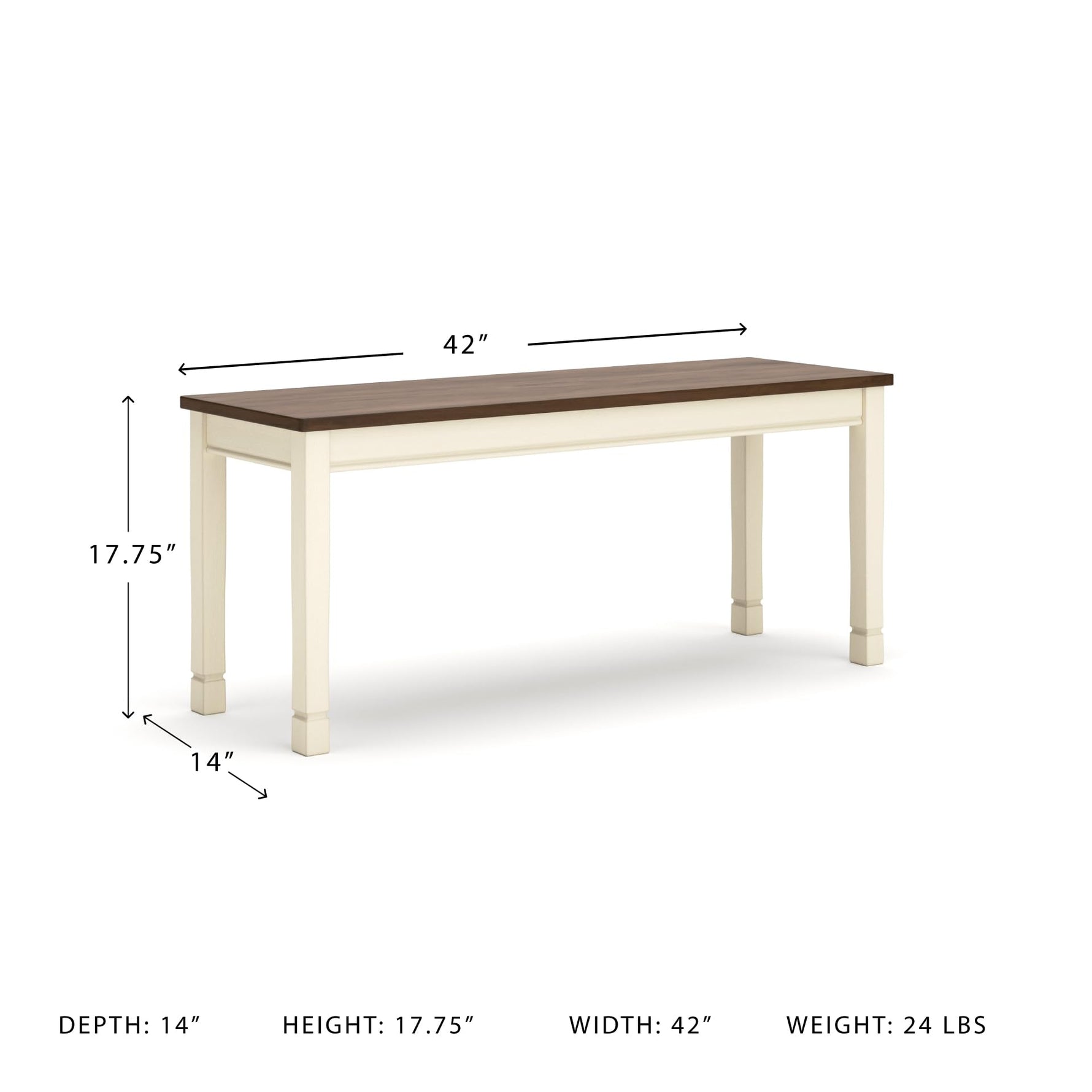 Signature Design by Ashley Whitesburg Cottage Rectangular Dining Bench, Brown & Antique White