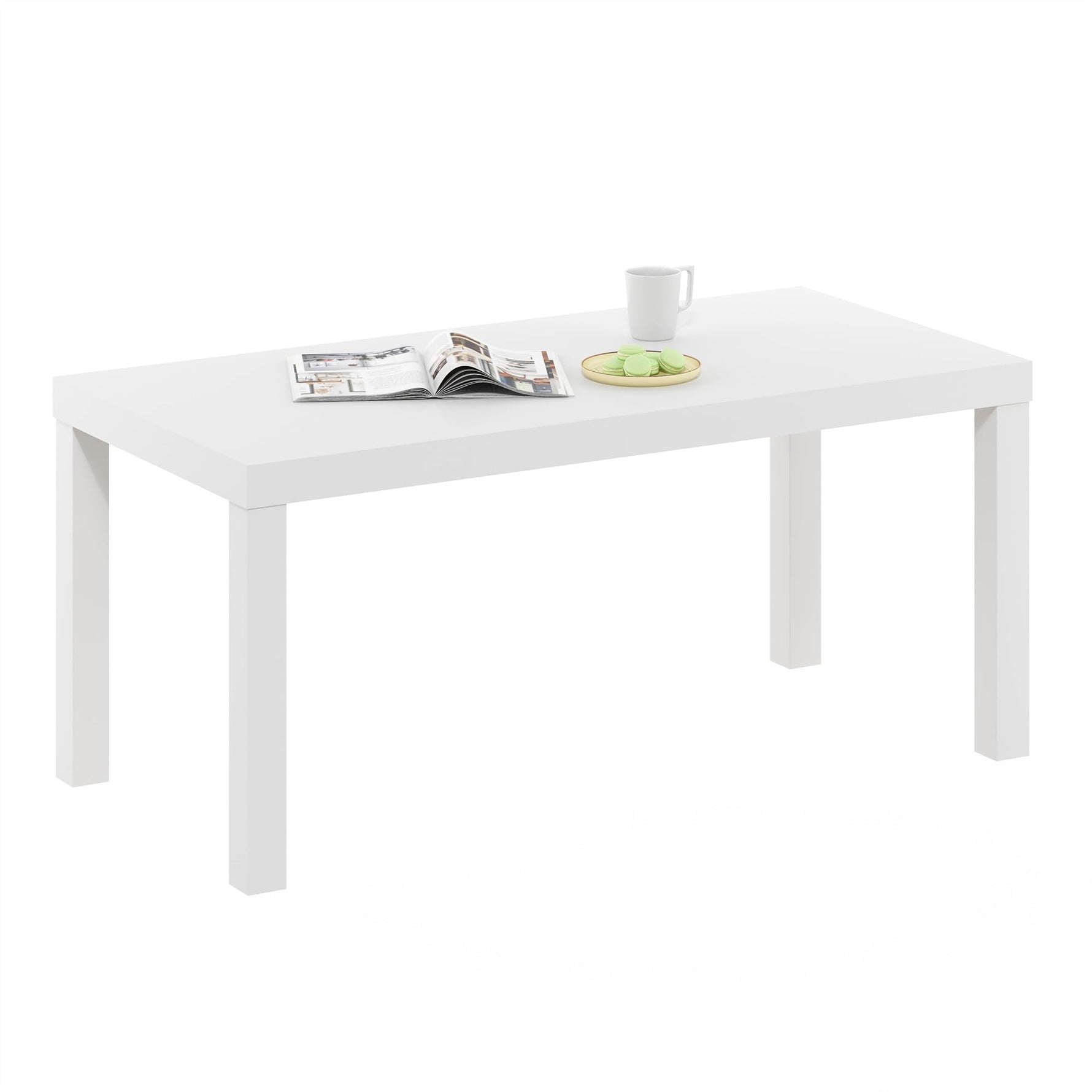 Furinno CLASSIC Coffee Table, Modern Rectangle Coffee Table with 1.8" Triple Thick Tabletop, Side Table, Toolless Assembly, for Living Room, Home Office, Black