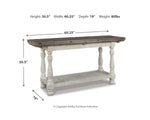 Signature Design by Ashley Havalance Farmhouse Sofa Table, Flip Top Design for Additional Dining Space and Fixed Lower Shelf, Gray & White with Weathered Finish