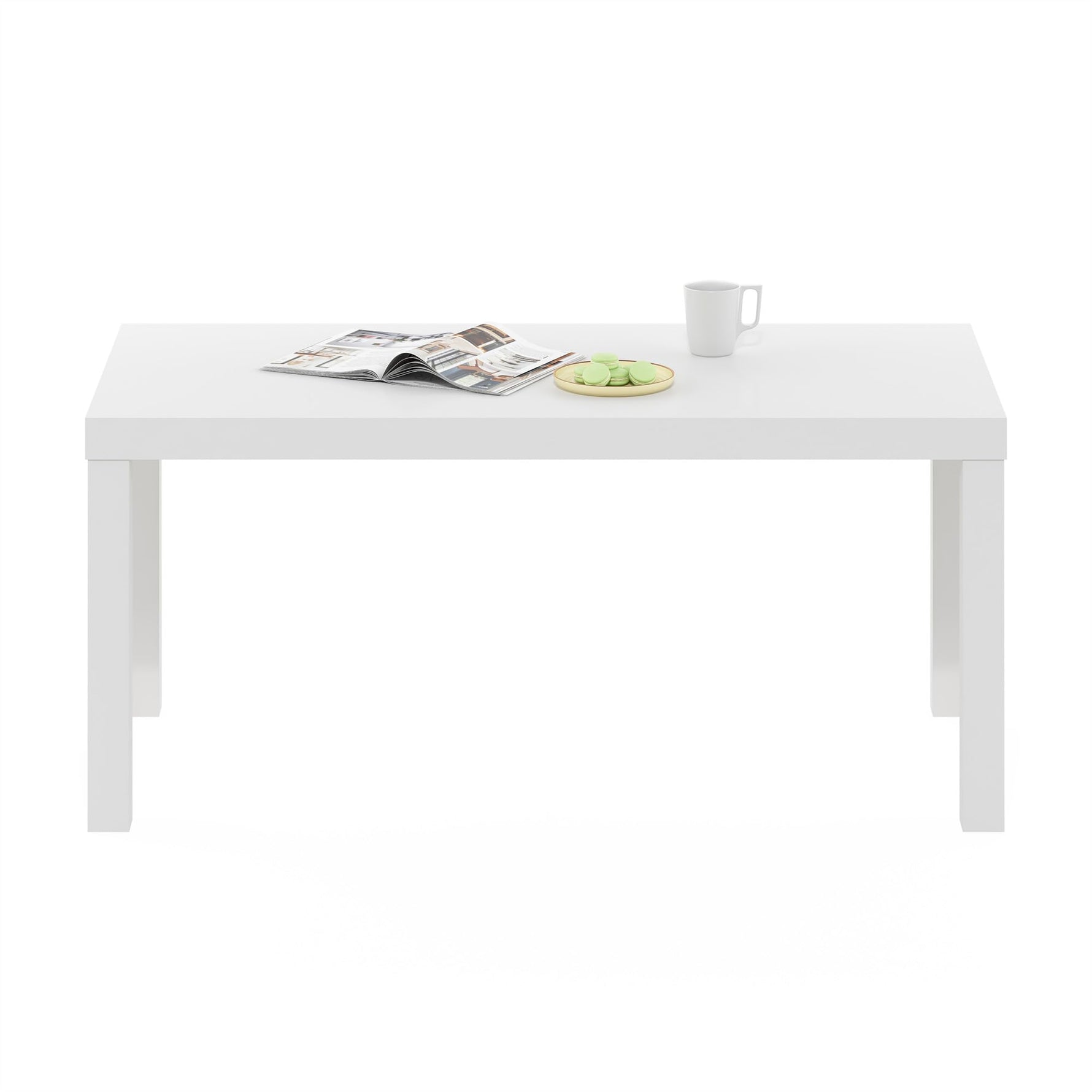 Furinno CLASSIC Coffee Table, Modern Rectangle Coffee Table with 1.8" Triple Thick Tabletop, Side Table, Toolless Assembly, for Living Room, Home Office, Black
