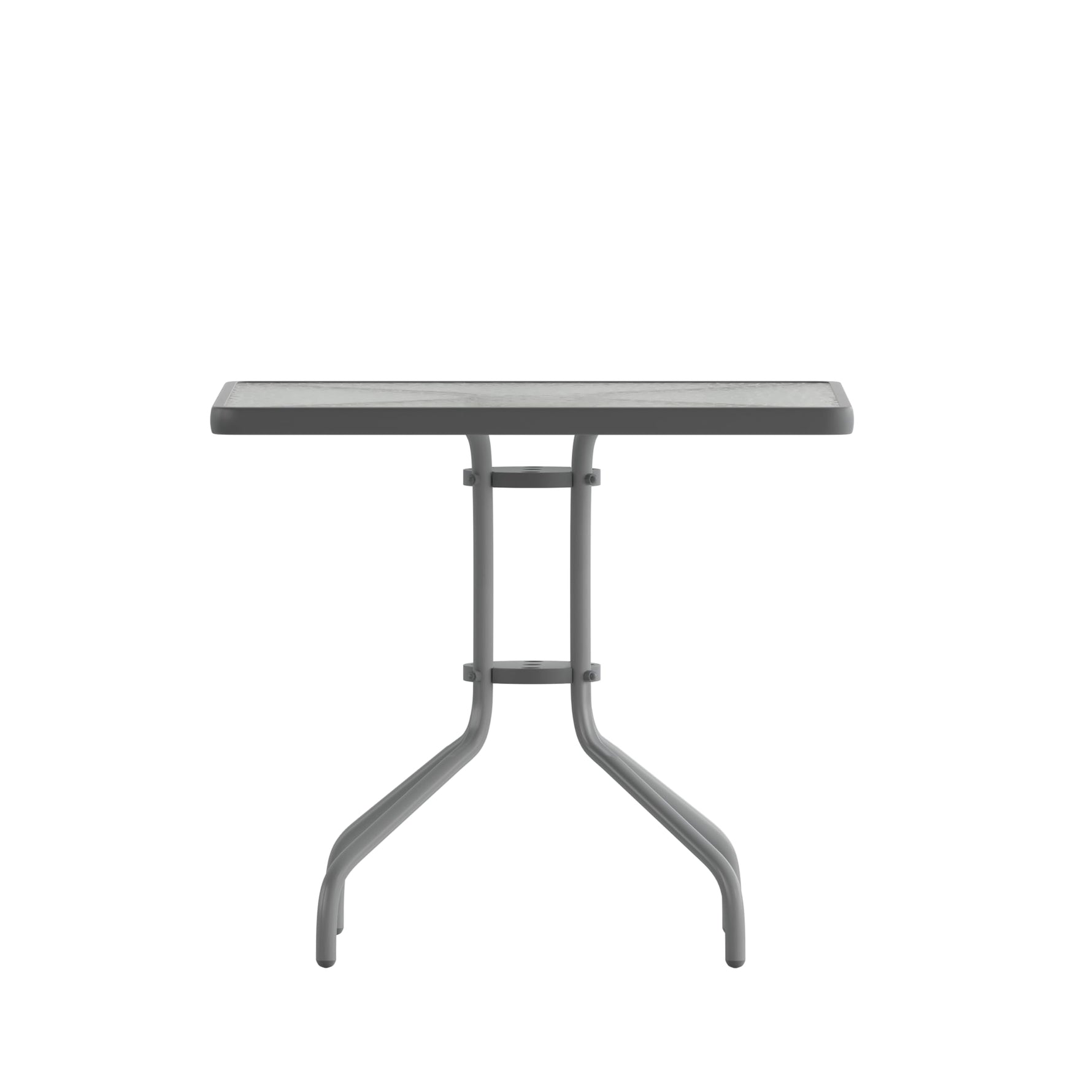 Flash Furniture Barker 23.5" Square Indoor/Outdoor Tempered Glass Patio Side Table, Outdoor Patio Table for Commercial or Residential Use, Clear/Black