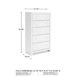Signature Design by Ashley Cayboni Vintage 5 Drawer Wide Chest with Safety Stop for Bedroom, White