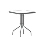 Flash Furniture Barker 23.5" Square Indoor/Outdoor Tempered Glass Patio Side Table, Outdoor Patio Table for Commercial or Residential Use, Clear/Black