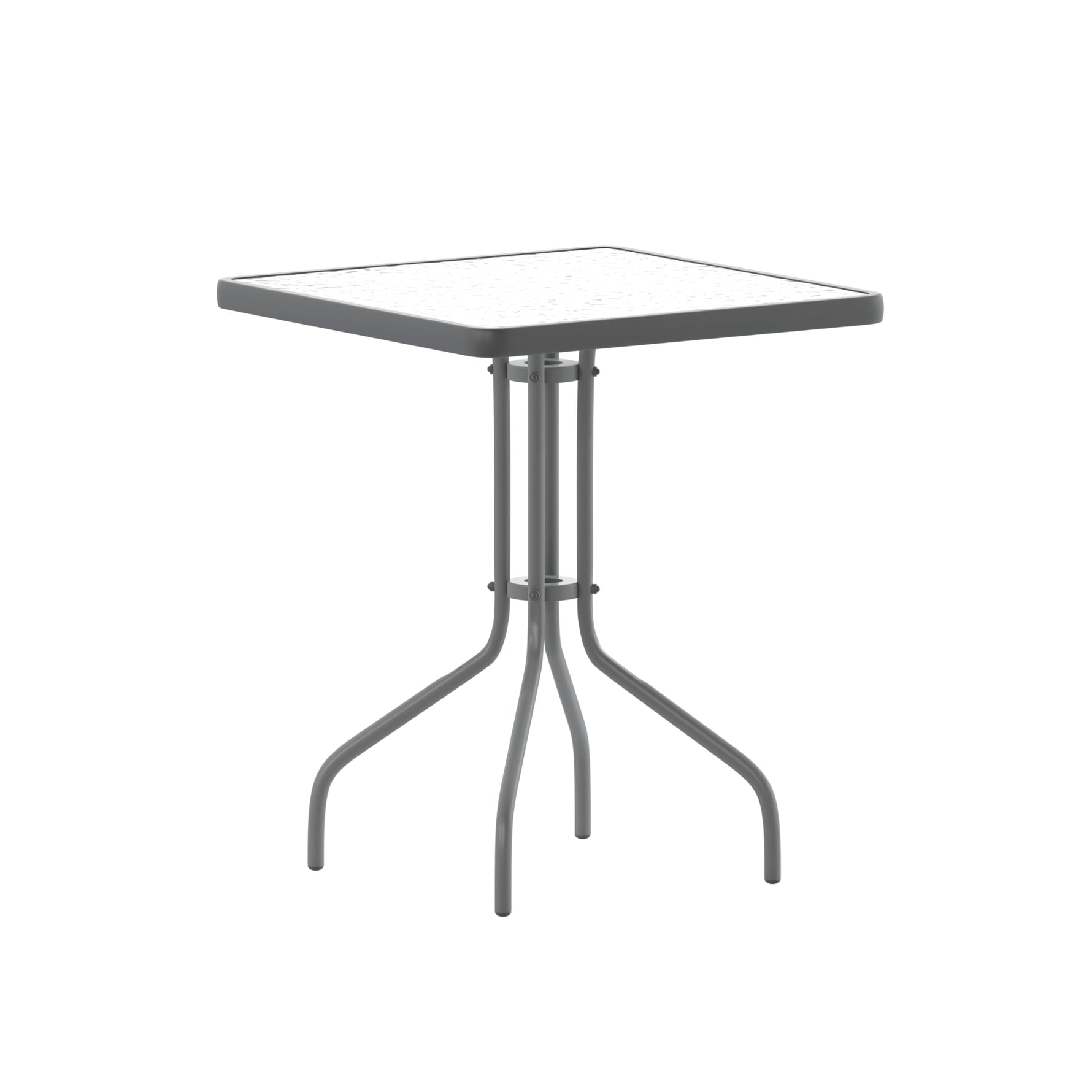 Flash Furniture Barker 23.5" Square Indoor/Outdoor Tempered Glass Patio Side Table, Outdoor Patio Table for Commercial or Residential Use, Clear/Black