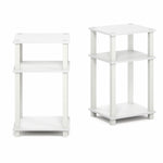 Furinno JUST Side Table, 3-Tier End Table, Open Shelves Night Stand, Bedside Table, Toolless Assembly, for Living Room, Bedroom, Bathroom, Columbia Walnut