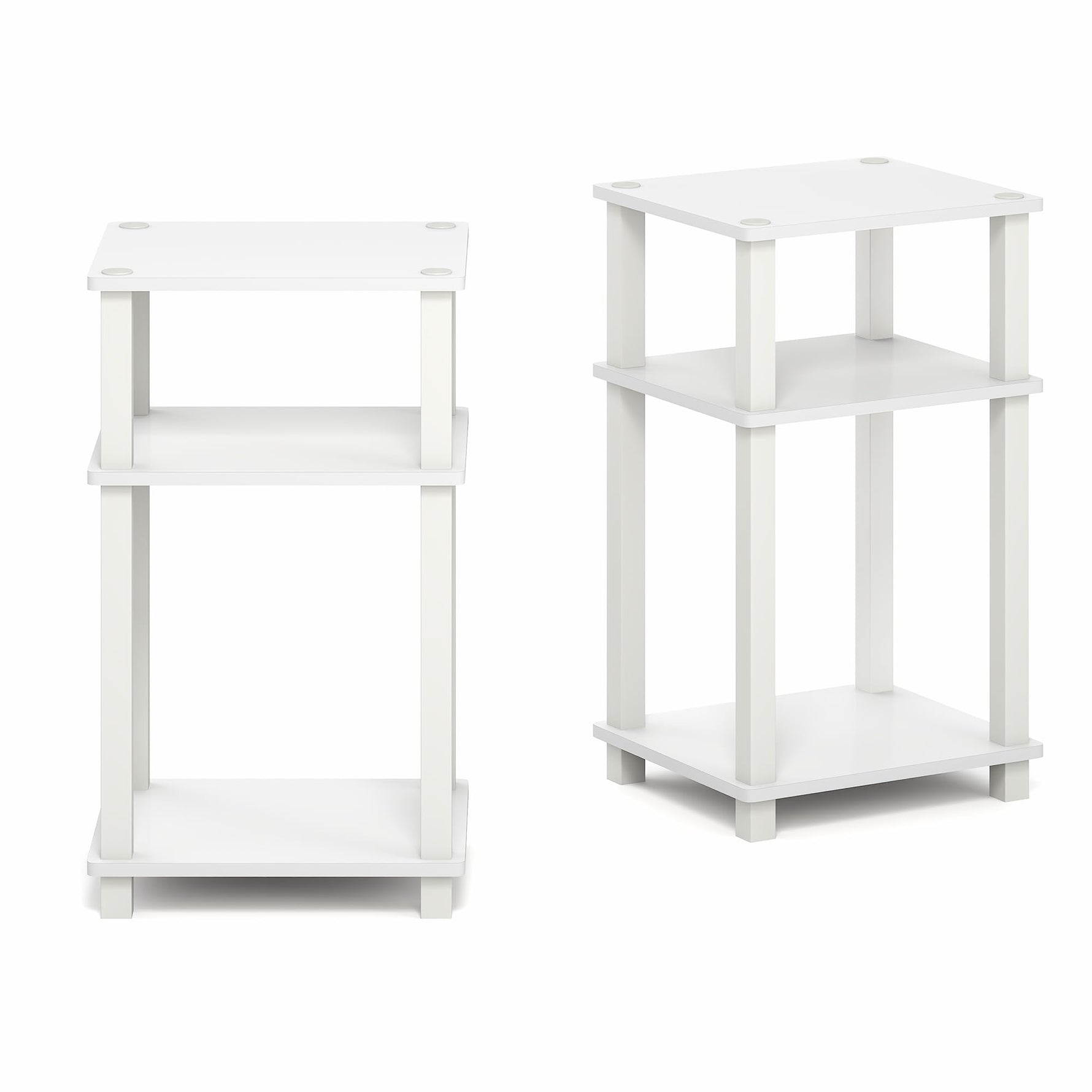 Furinno JUST Side Table, 3-Tier End Table, Open Shelves Night Stand, Bedside Table, Toolless Assembly, for Living Room, Bedroom, Bathroom, Columbia Walnut