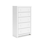 Signature Design by Ashley Cayboni Vintage 5 Drawer Wide Chest with Safety Stop for Bedroom, White