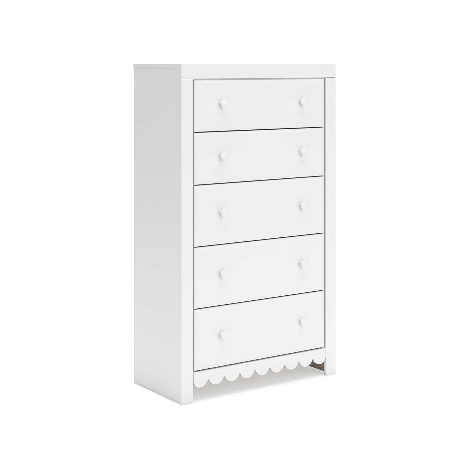 Signature Design by Ashley Cayboni Vintage 5 Drawer Wide Chest with Safety Stop for Bedroom, White
