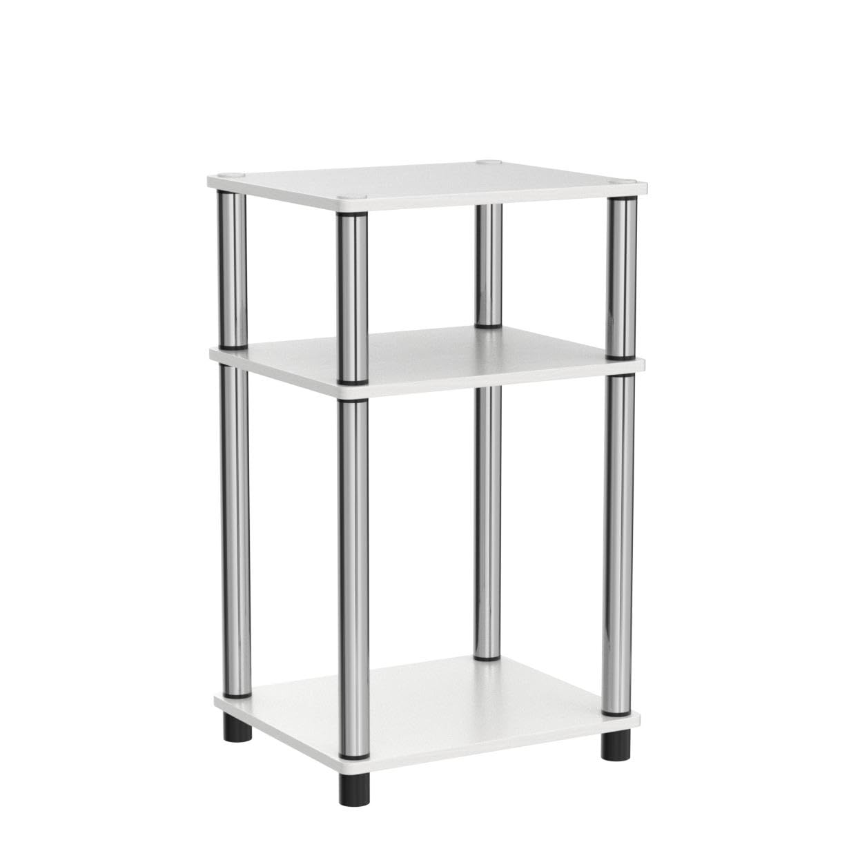 Furinno JUST Side Table, 3-Tier End Table, Open Shelves Night Stand, Bedside Table, Toolless Assembly, for Living Room, Bedroom, Bathroom, Columbia Walnut