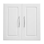 VEVOR Laundry Room Wall Cabinet, 2-Tier Wall Mounted Hanging Cabinet with Adjustable Shelf, Cupboard Storage with 2 Doors, for Kitchen, Bathroom, Laundry, 11.8 x 23.6 x 23.6 in (D x W x H), White