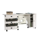 Sauder Miscellaneous Storage Easy Rolling Sewing and Craft Table/Cart/ Pantry cabinets, Cinnamon Cherry finish