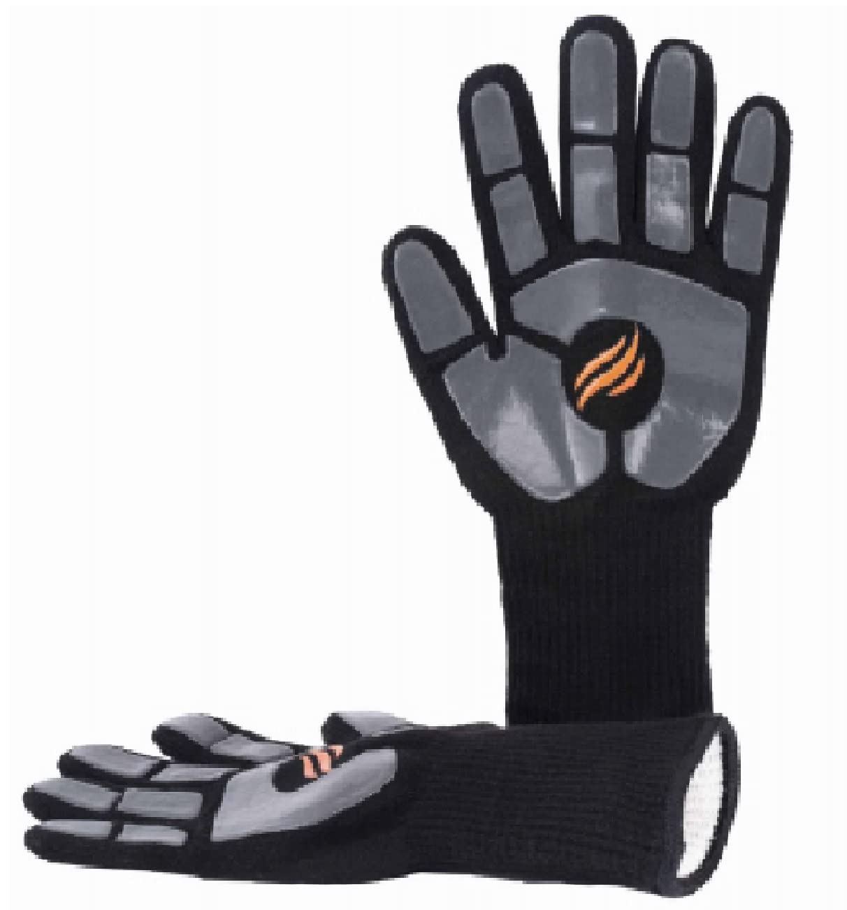 BLACKSTONE 5558 Griddle Gloves with Silicone Palm Pads - Heat Resistant up to 500 Degrees, Easy Grip for Indoor and Outdoor Cooking, Grilling, Baking, Fire Pit, Fryer, Oven, One Size, Black/Grey