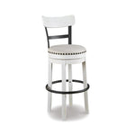 Signature Design by Ashley Valebeck Upholstered Swivel Stool, Cushioned Seat, Woven Fabric Upholstery, Wood, 24" H, Brown & Black