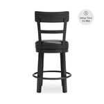 Signature Design by Ashley Valebeck Upholstered Swivel Stool, Cushioned Seat, Woven Fabric Upholstery, Wood, 24" H, Brown & Black