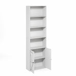Furinno Jaya Book Shelf, 5-Tier Bookshelf, Bookcase with Adjustable Shelves, 9.5 x 24.5 x 71.2, for Organization and Storage, for Living Room, Bedroom, Home Office, Blackwood