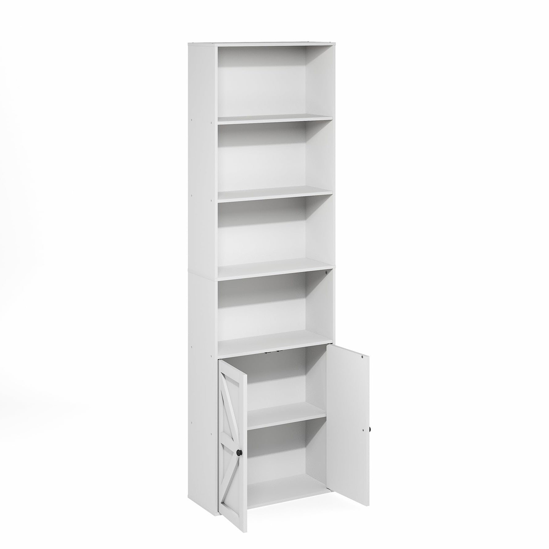 Furinno Jaya Book Shelf, 5-Tier Bookshelf, Bookcase with Adjustable Shelves, 9.5 x 24.5 x 71.2, for Organization and Storage, for Living Room, Bedroom, Home Office, Blackwood