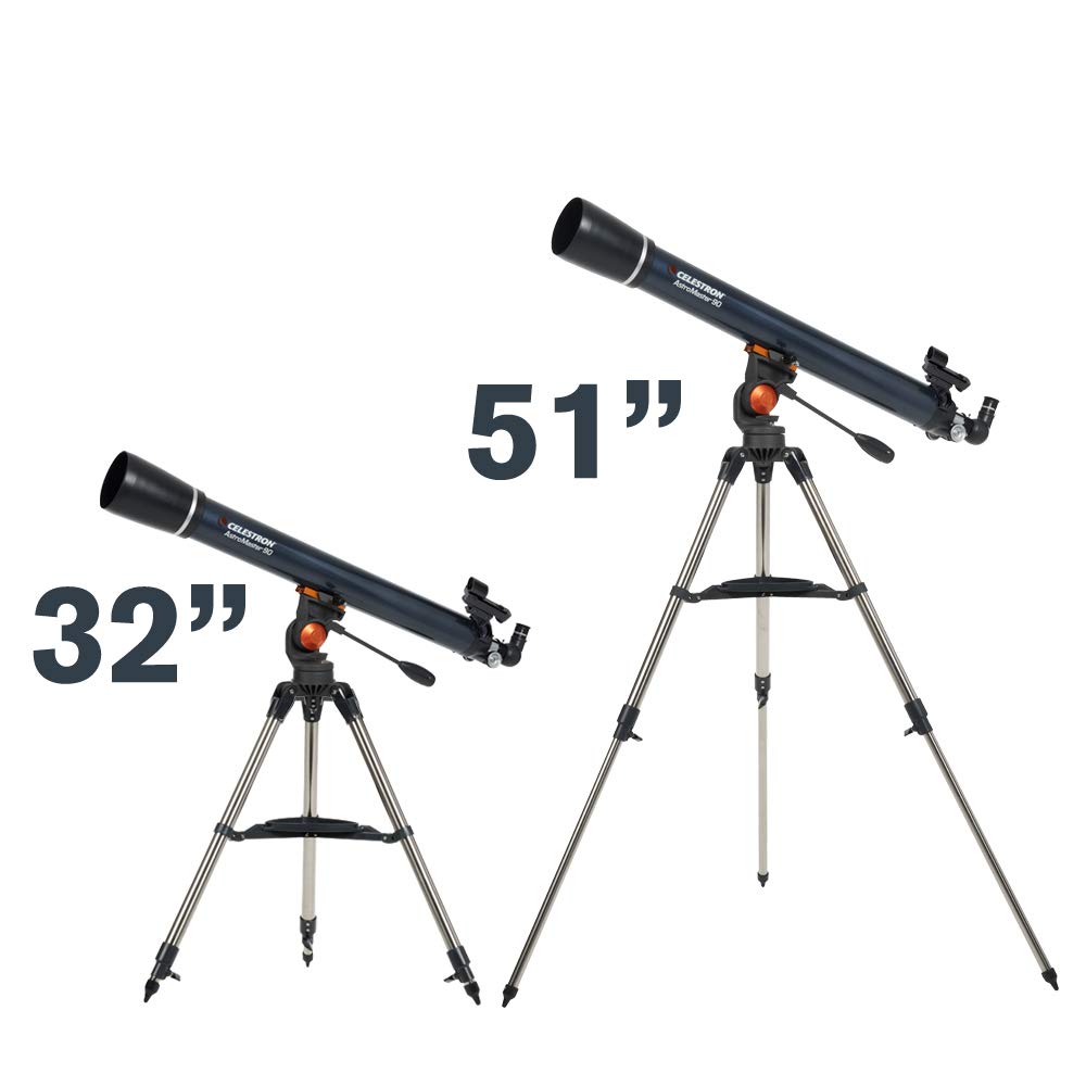 Celestron – AstroMaster 90AZ Telescope – Refractor Telescope – Fully-Coated Glass Optics – Adjustable-Height Tripod – Bonus Astronomy Software Package