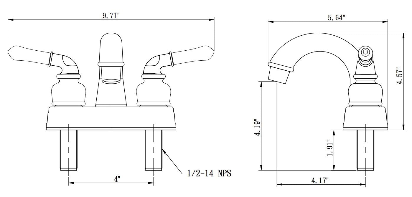 Dura Faucet DF-PL620C-SN RV Bathroom Sink Faucet - Smooth Turning 2-Lever (Brushed Satin Nickel)