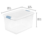 Sterilite 4-Pack 64 Quart Latching Box, Clear Plastic Storage Organizer Bins with White Lids - Large Stackable Containers for Home Bedroom, Dorm Room, and Closet Organization