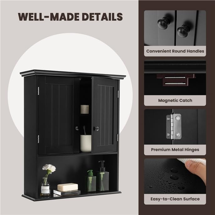 28" H x 23.5" W Wall Mount Medicine Cabinets with Adjustable Shelf and 2-Door for Bathroom Laundry Living Room