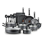 T-fal Easy Care Nonstick Cookware, 20 Piece Set, Grey, Dishwasher Safe pots and pans non stick cooking pot Gray United States New