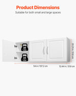 VEVOR Laundry Room Wall Cabinet, 2-Tier Wall Mounted Hanging Cabinet with Adjustable Shelf, Cupboard Storage with 2 Doors, for Kitchen, Bathroom, Laundry, 11.8 x 23.6 x 23.6 in (D x W x H), White