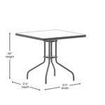 Flash Furniture Barker 23.5" Square Indoor/Outdoor Tempered Glass Patio Side Table, Outdoor Patio Table for Commercial or Residential Use, Clear/Black