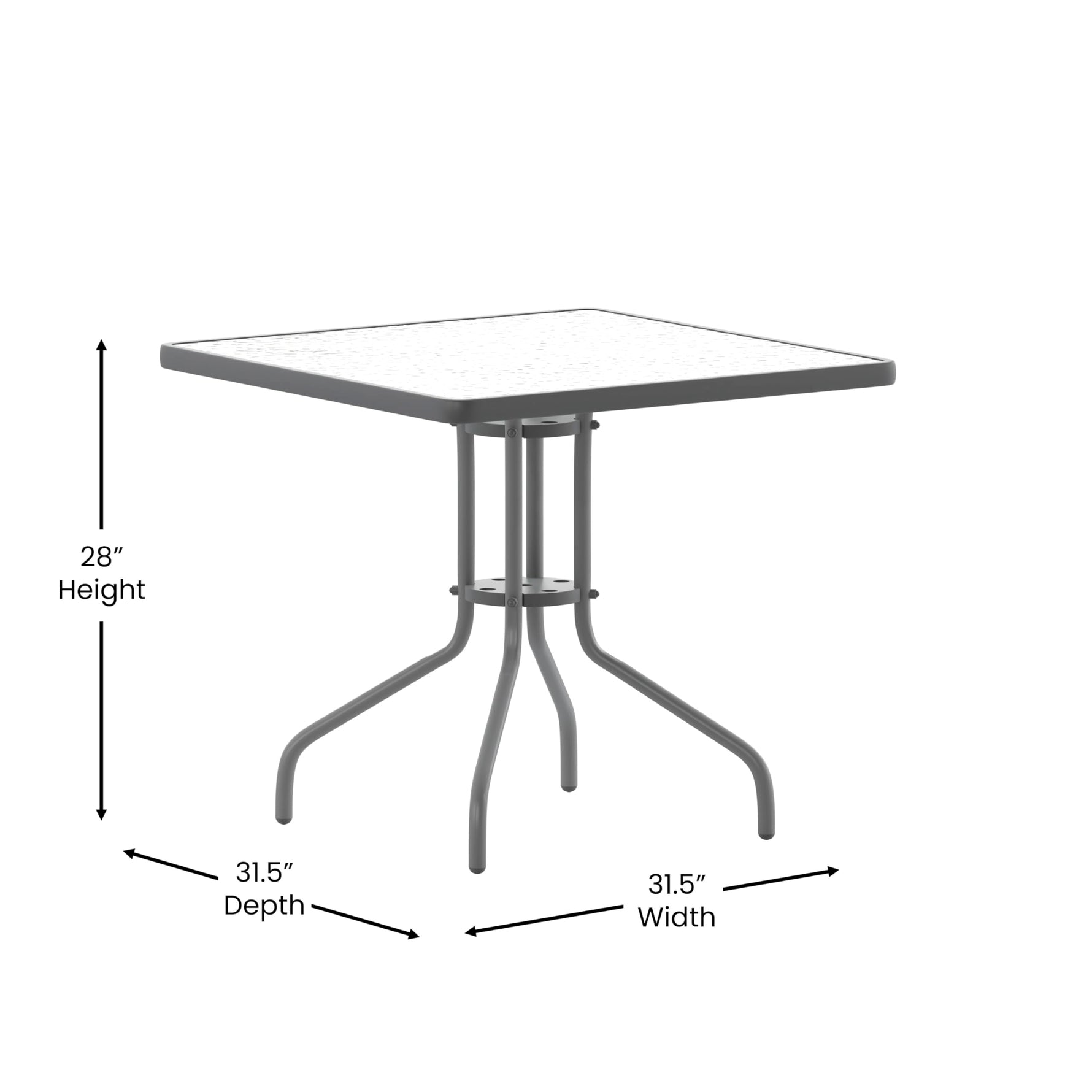 Flash Furniture Barker 23.5" Square Indoor/Outdoor Tempered Glass Patio Side Table, Outdoor Patio Table for Commercial or Residential Use, Clear/Black