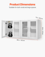 VEVOR Laundry Room Wall Cabinet, 2-Tier Wall Mounted Hanging Cabinet with Adjustable Shelf, Cupboard Storage with 2 Doors, for Kitchen, Bathroom, Laundry, 11.8 x 23.6 x 23.6 in (D x W x H), White