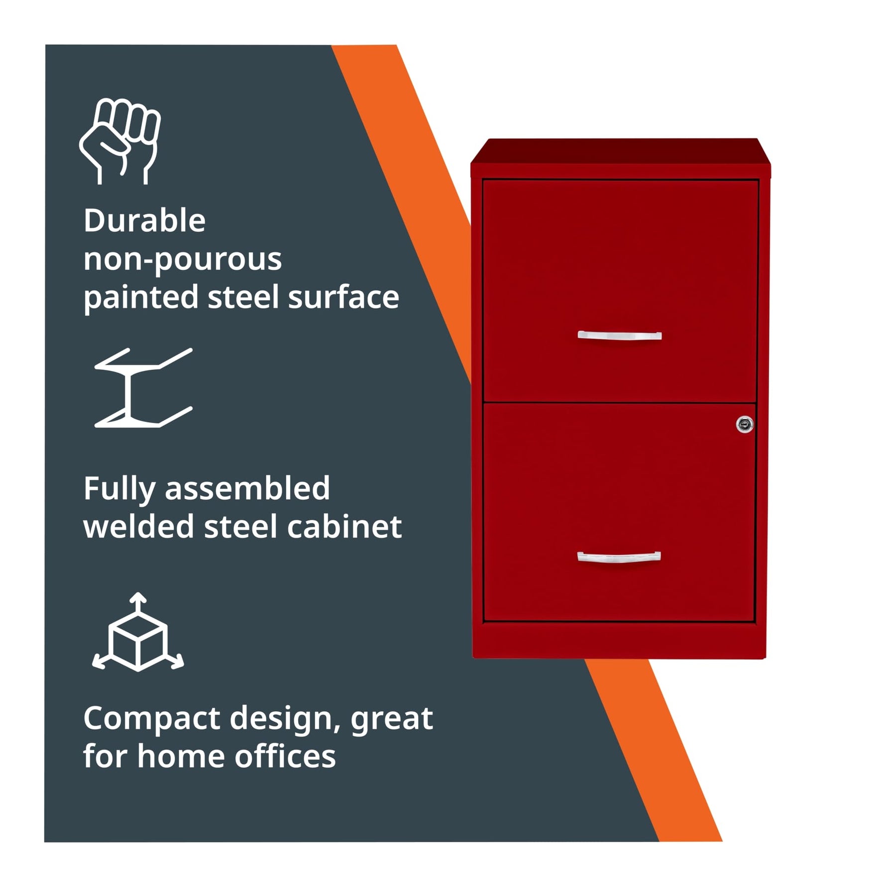 NuSparc 2 Drawer Locking Filing Cabinet | Pre-Assembled Steel Construction | Space-Saving Design is Perfect for Home and Small Office | Letter-Size | Assembled in North America
