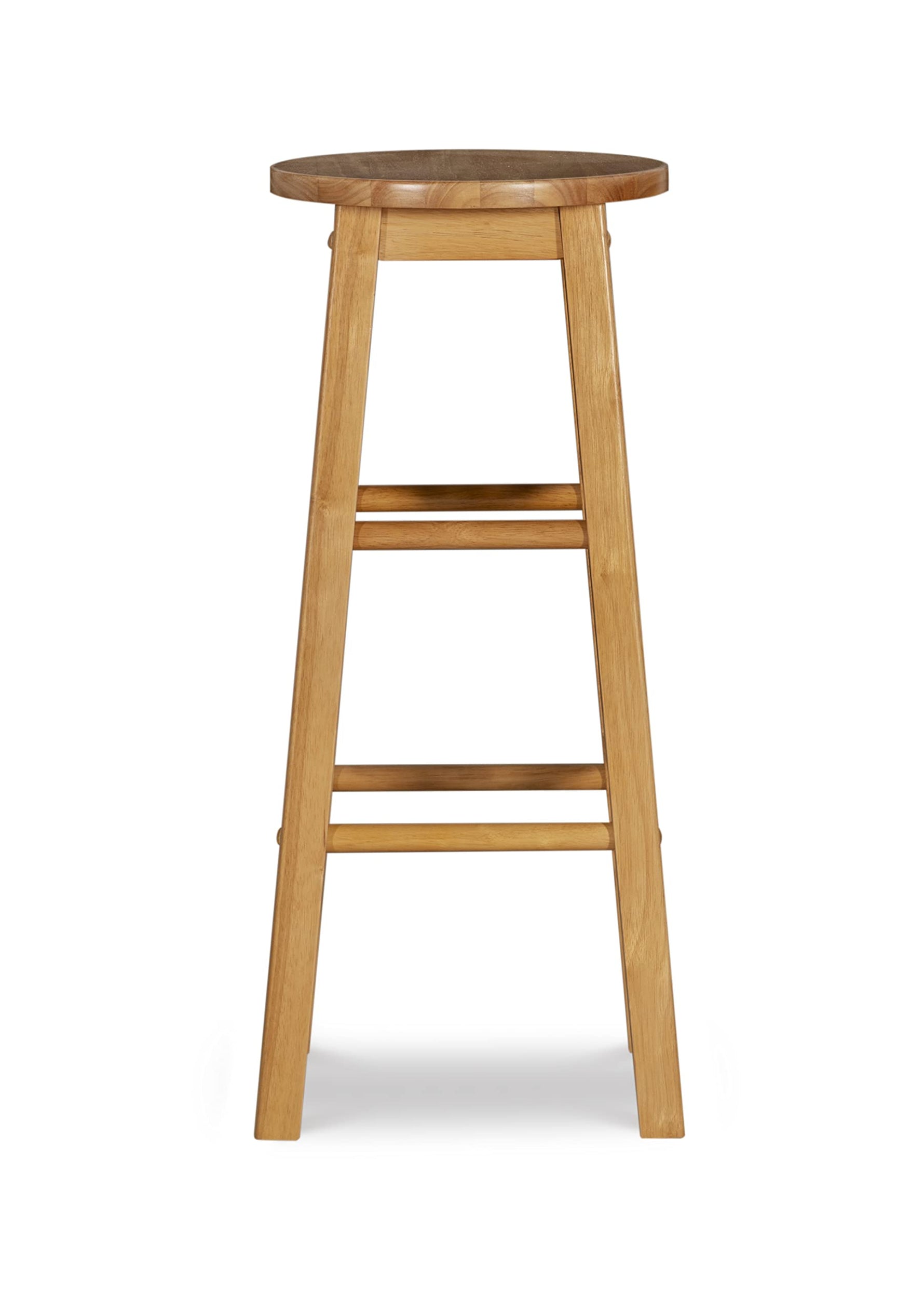 Linon Natural Barstool with Round Seat, 24-Inch