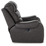 Signature Design by Ashley Skymaker Modern Faux Leather Manual Rocker Recliner with Track Arms, Dark Brown