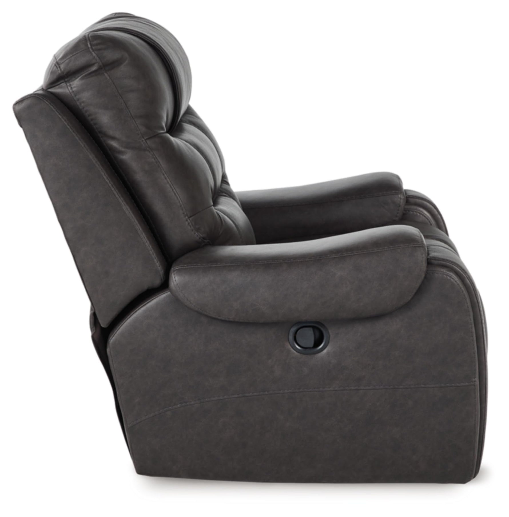 Signature Design by Ashley Skymaker Modern Faux Leather Manual Rocker Recliner with Track Arms, Dark Brown
