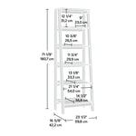 Sauder Ladder Bookshelf 5 Tier Trestle Ladder Shelf Wooden Bookcase, in Jamocha Wood