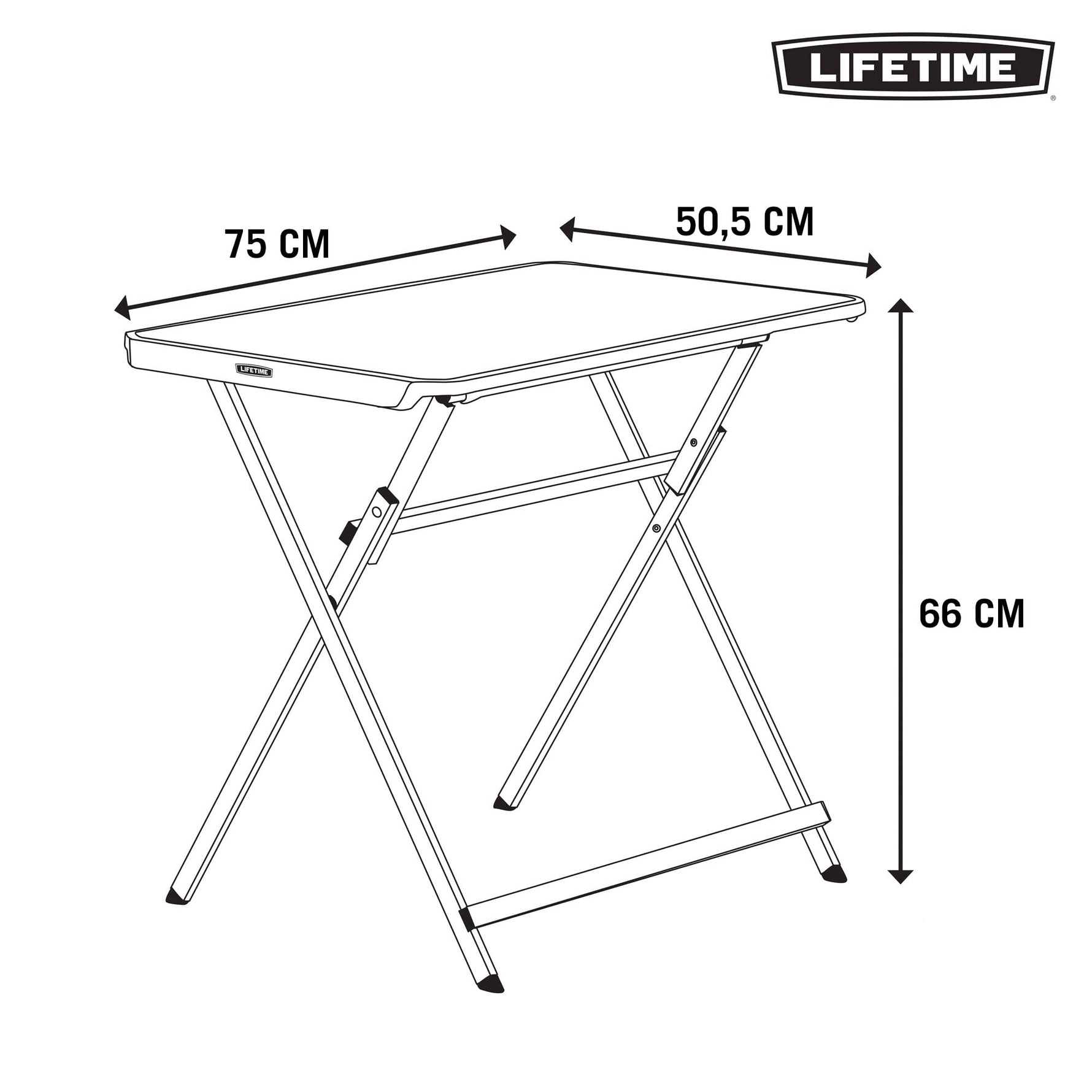 LIFETIME Small Folding Table, Personal TV Tray - Portable - Great for Kids, Camping, Cards, or Laptops - Plastic Black 30 Inch (80623)
