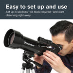 Celestron Travel Scope 70 Portable Refractor Telescope – 70mm Aperture, Fully-Coated Glass Optics – Includes Tripod, Backpack & Software – Ideal for Beginners & Travel