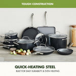 GreenPan 17 Piece Nonstick Swift Cookware Set, Ceramic PFAS-Free Pots & Pans with Lids, Dishwasher & Oven/Broiler Safe to 600F, Kitchen Cooking Set, Sauce, Saute, Stock, Griddle, Frying Pans, Gray
