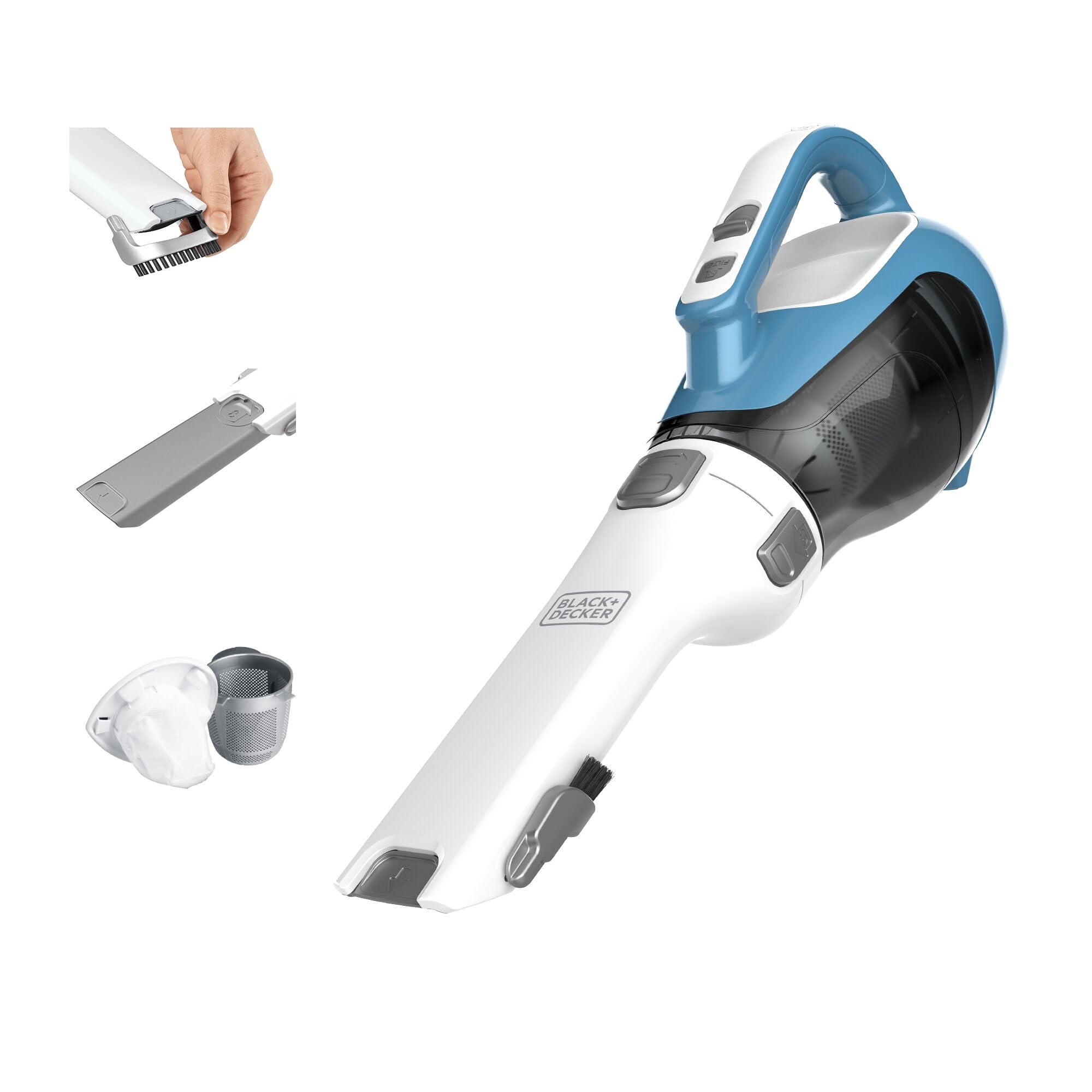 BLACK+DECKER dustbuster AdvancedClean Handheld Vacuum Cordless, Compact Home and Car Vacuum with Crevice Tool, Rotating Nozzle and Charging Station, Large Dust Bowl (CHV1410L)