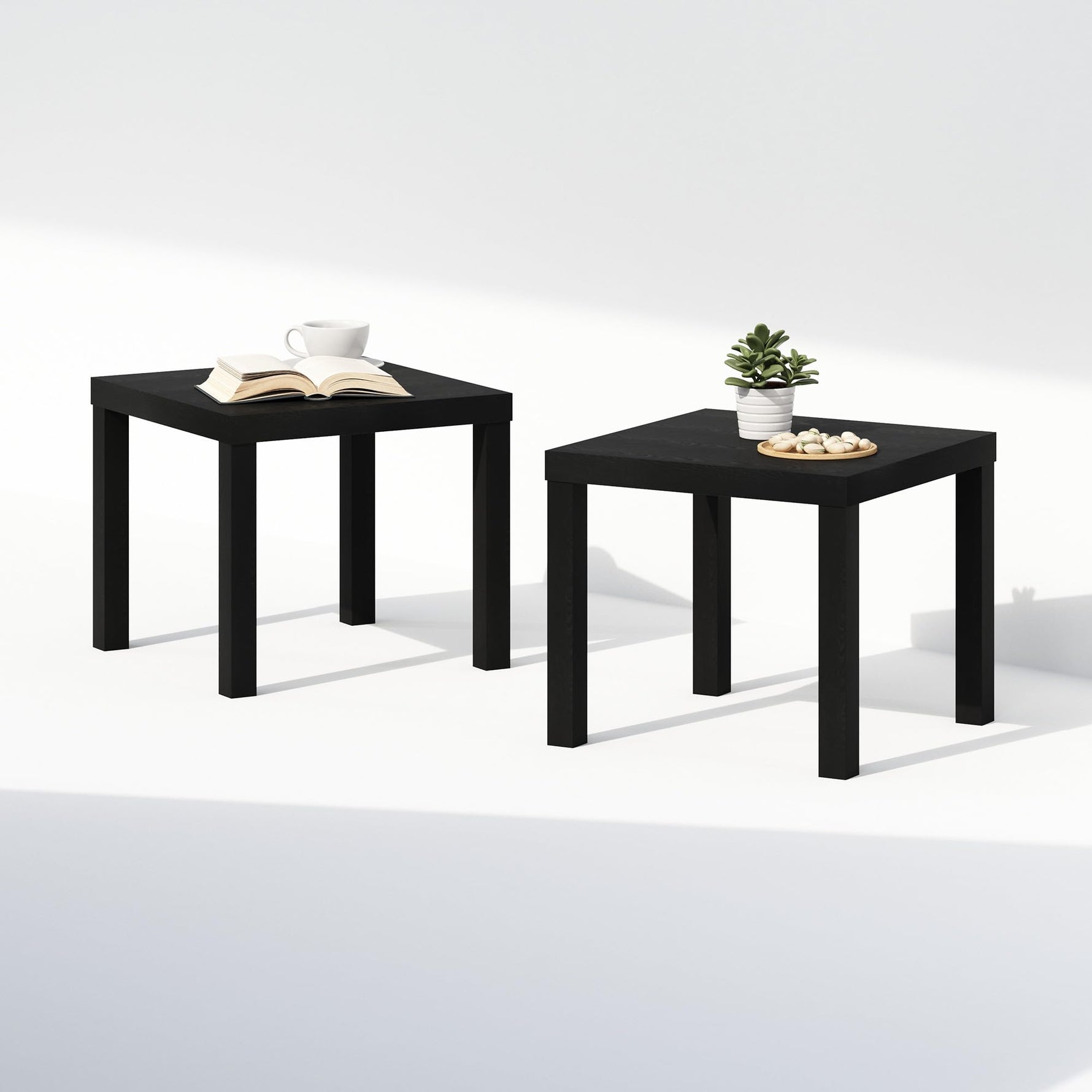 Furinno CLASSIC Coffee Table, Modern Rectangle Coffee Table with 1.8" Triple Thick Tabletop, Side Table, Toolless Assembly, for Living Room, Home Office, Black