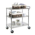 Seville Classics UltraDurable NSF Commercial Heavy Duty Metal Rolling Utility Cart, w/ Steel Shelves, Handle Bar for Restaurant, Garage, Warehouse, Kitchen, Office, Top Shelf (36"W x 18"D)