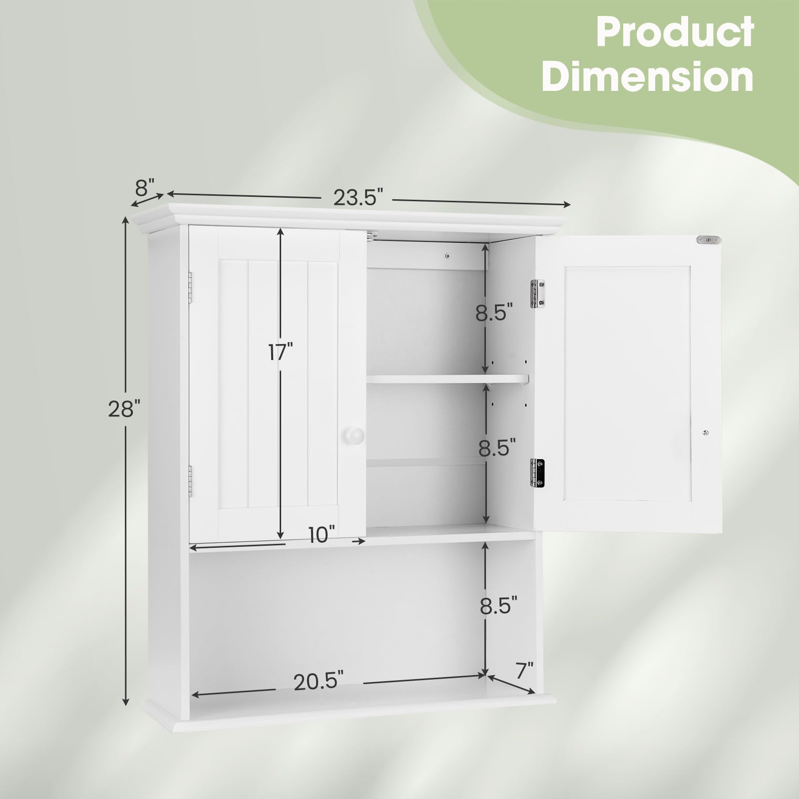 28" H x 23.5" W Wall Mount Medicine Cabinets with Adjustable Shelf and 2-Door for Bathroom Laundry Living Room