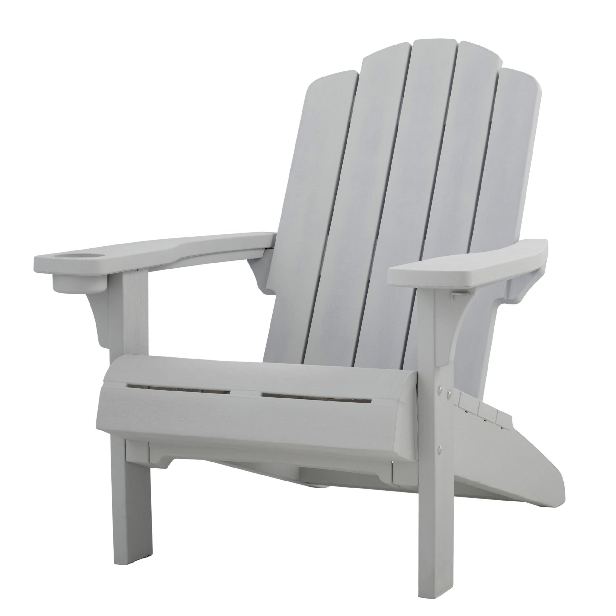 Keter Kiawah Adirondack Chair, Weather‑Resistant Resin Outdoor Patio Chair, Ergonomic Design, All‑Weather Seating for Garden, Deck & Backyard, Grey