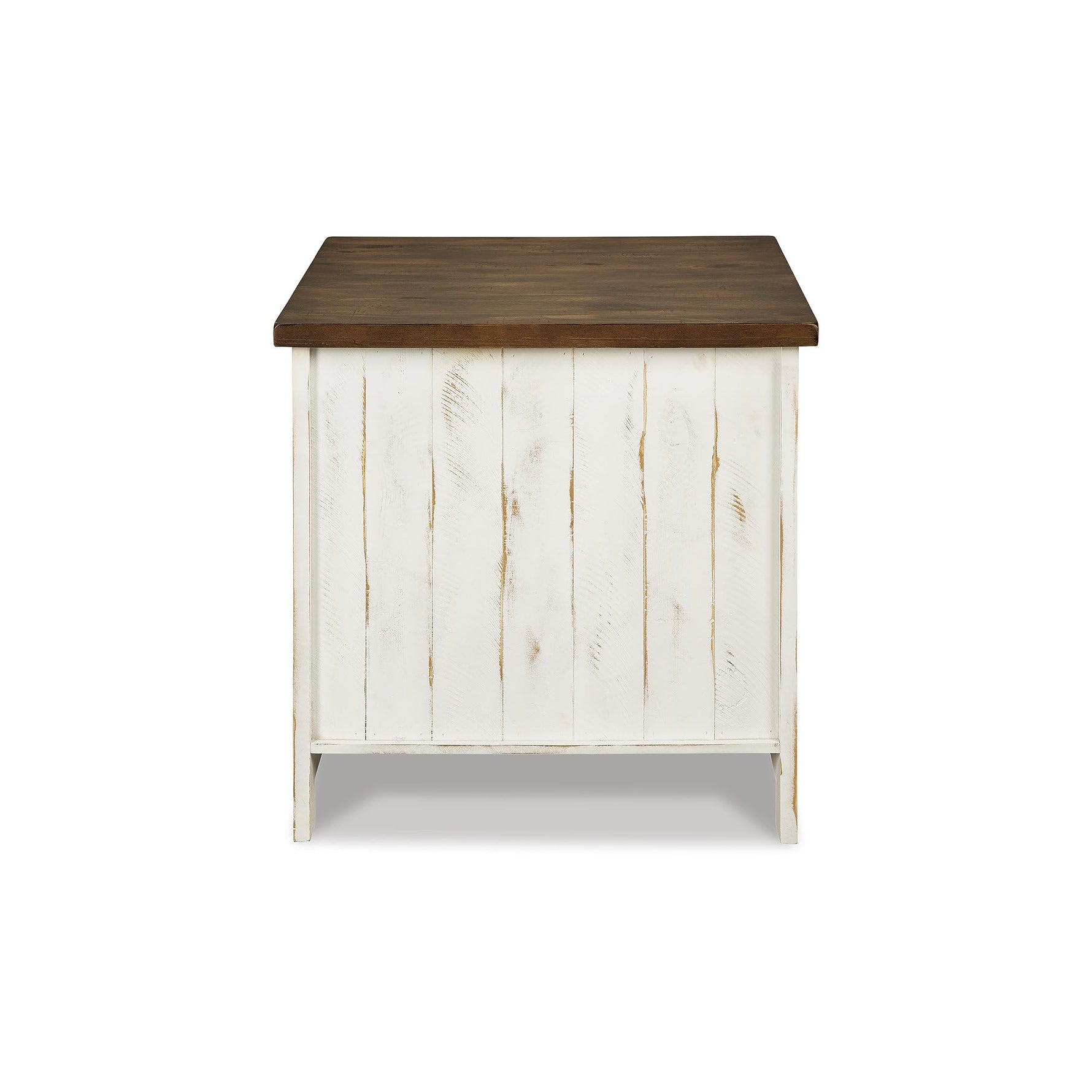 Signature Design by Ashley Wystfield Farmhouse End Table with Storage, Distressed White & Brown Finish
