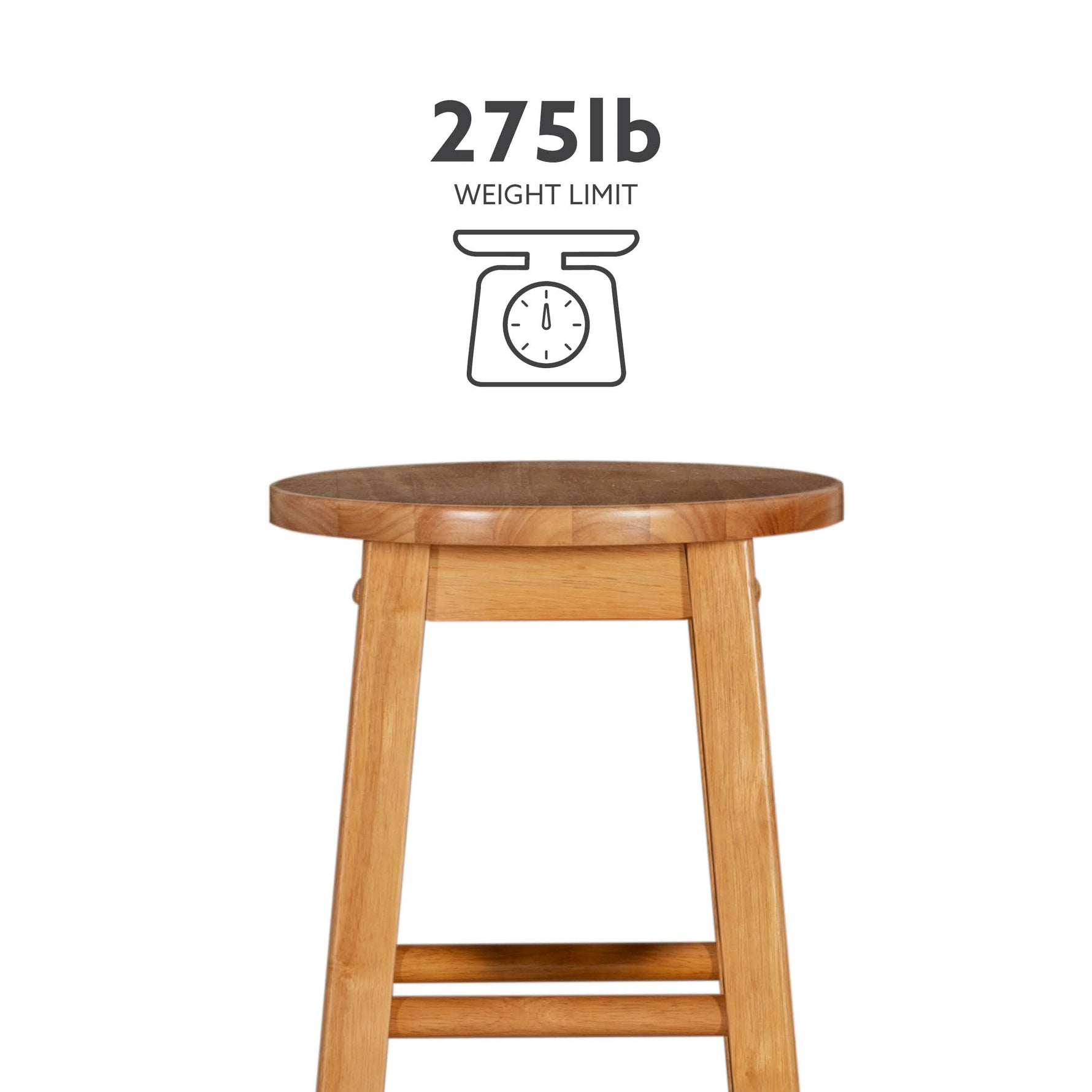 Linon Natural Barstool with Round Seat, 24-Inch