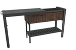 Keter Unity XL Portable Outdoor Table with Stainless Steel Top for Kitchen Prep and Outdoor Storage Cabinet for Grilling Accessories, Dark Grey